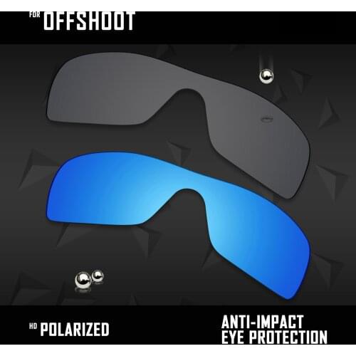OOWLIT 2 Pieces Polarized Sunglasses Replacement Lenses for Oakley Offshoot-Black and Ice Blue