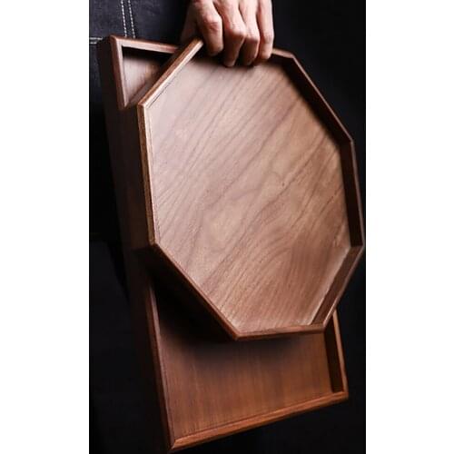 Northern Europe Household Wooden Kitchen Trays Solid Rectangle Concise Thickening Material Walnut Wood Tray