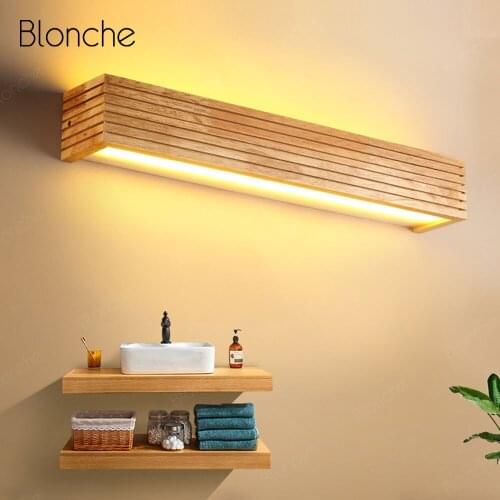Nordic Striped Wood Wall Lamp Bathroom Mirror Light Modern Led Wall Light for Home Indoor Stairs Bedroom Bedside Vanity Sconce