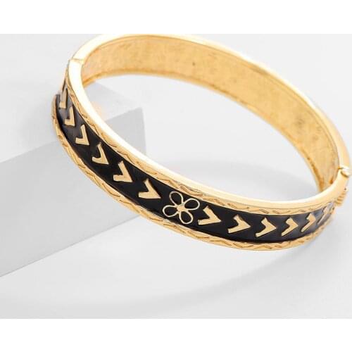 SophiaXuan Fashion Bracelets Original Design Hawaiian Polynesian Bracelet Bangle for Women Trendy New Black Enamel Gold Color