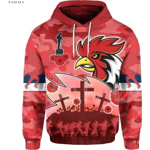 Rooster Australia Naidoc Week 3D Printed Hoodie Man Women Harajuku Outwear Zipper Pullover Sweatshirt Casual Jacket L33