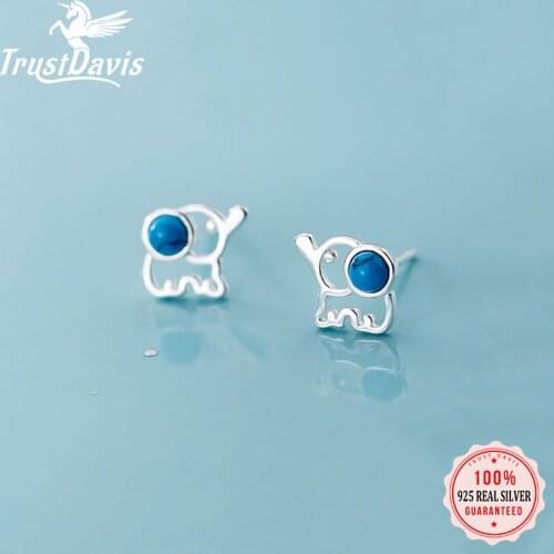 Trusta Womens 100% 925 Sterling Silver Jewelry Fashion cute Tiny Elephant Stud Earrings Gift for Girls Friend Teens Lady DS27