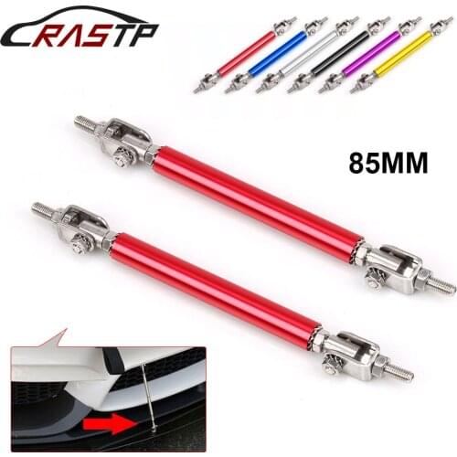 RASTP - 2PCS 85MM Universal Adjustable Car Front Bumper Splitter Rods Protector Lip Rod Splitter Strut Tie Bar Support RS-BTD009