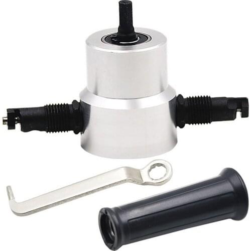 Metal Cutting Double Head Sheet Nibbler Saw Cutter Tool Drill Attachment Free Cutting Tool Nibbler Sheet Metal Cut
