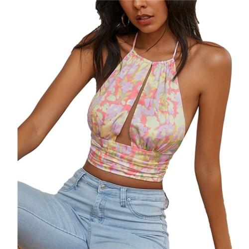 Xingqing Womens Crisscross Halter Cutout Tank Tops Y2K Sexy Backless Deep V Neck Camis Strappy Tie Back Strip Basic Vest Shirt