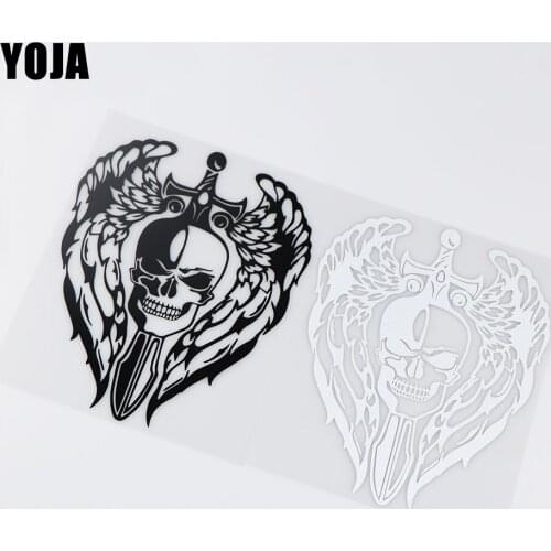 YOJA 13.6X17.7CM Winged Skull With Sword Fashion Window Decoration Decal Car Sticker ZT4-0182