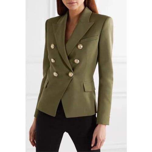 2021 Autumn Army Green Vintage Casual Slim Buttons Long Sleeve Women Blazers Suits Office Lady Korean Blue Jacket 50289 50290