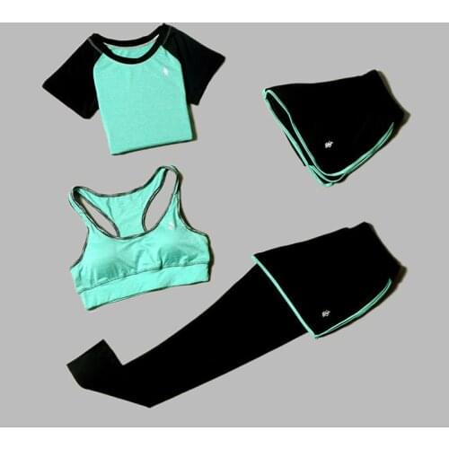 Women Yoga Set Workout Fitness Suits for Lady Yoga Clothing Gym High Elastic Waist Leggings Casual Sportswear 4Pcs Big Size