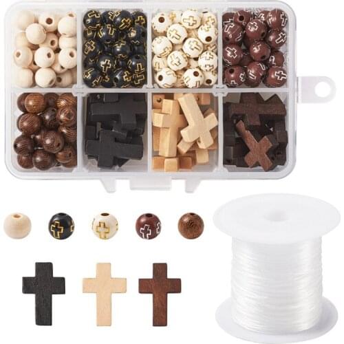 1 box Mixed Color Wood Beads and Plating Acrylic Beads and Elastic Fibre Wire for Jewelry Making DIY Bracelet Necklace Findings