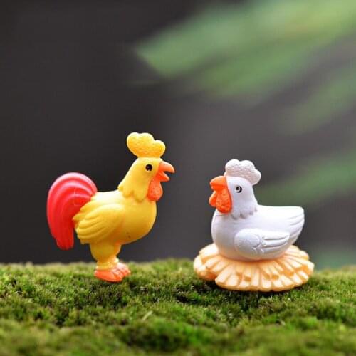 10Pcs Chanticleer Hen Lover Chicken Small Pasture Statue Figurine Micro Crafts Ornament Miniatures DIY Home Garden Decor