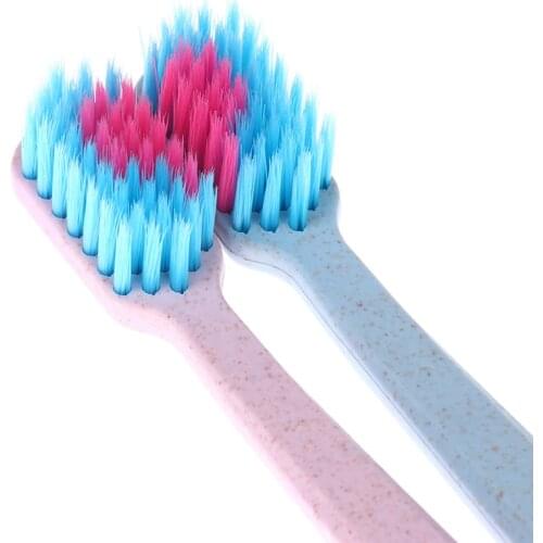 2pcs/Pack Cheap Soft-bristle Toothbrush Heart Couple Brush Teeth Eco Friendly Nano Adults Toothbrush Dental Care