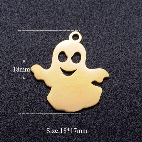 5pcs/lot Halloween Ghost Stainless Steel DIY Charms Wholesale Never Rust Never Tarnish Jewelry Finding Supplies