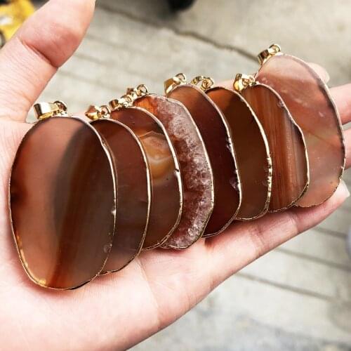 6PCS High Quality Irregular Carnelian necklace Natural Stone Pendant Necklaces Crystal Agates Healing Reiki Jewelry 35-65mm