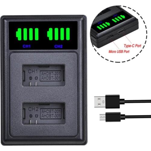 Batmax AHDBT-301 AHDBT-302 New LED Dual USB Battery Charger for Gopro Hero 3/3 Hero3 Hero3 Camera Hero3 Go Pro