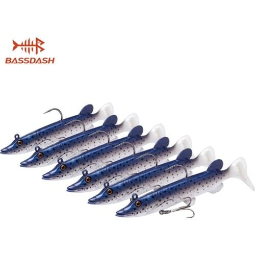 Bassdash Soft Swimbait Bass Saltwater Fishing Lures Bait Crank Lead Fish Hooks, Built-in Lead Weight 10.5cm/13cm, 6-Pack
