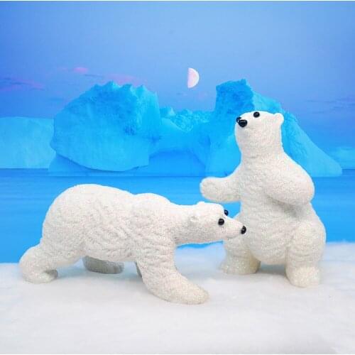 White miniature Christmas polar bear figurine fairy tale garden miniature flower miniature snow landscape DIY cute kid toy