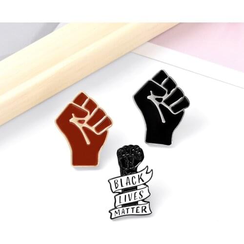 Black lives matter Black man raised unity fist alloy brooch pin badge enamel backpack lapel pin Neckline jewelry gifts