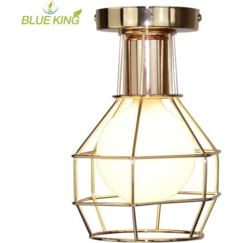 Industrical cage Colorful Iron Ceiling Lights Retro Industrial E27 Edison LED Bulbs Deco Aisle Corridor Lustres Indoor Lighting