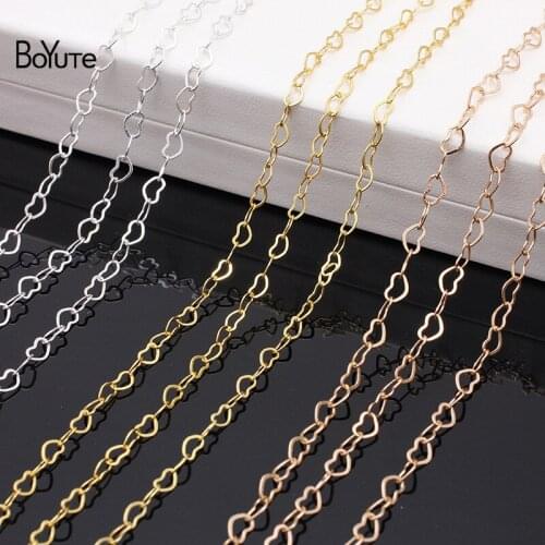 BoYuTe (90-95 Meters/Lot) 4MM Hollow Heart Chain Materials Factory Supply Handmade Diy Brass Chain Findings