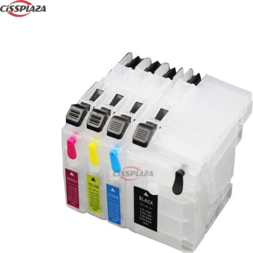CISSPLAZA 4pcs LC529XL LC525XL lc529 lc525 refillable ink cartridge compatible for brother DCP-J100 DCP-J105 MFC-J200 printer