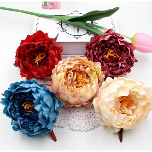 1pcs 11cm Big Silk Artificial peony flower head wedding decoration DIY home decoration craft bonsai artificial flowers