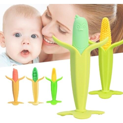Infant Banana Corn Shaped Teether Food Grade Silicone BPA Free Safe Durable Handle Design 3D Baby Molar Toys NSV