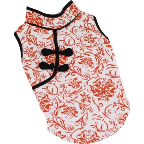 Chinese New Year Dog Clothes Summer Pet Clothing Cat Puppy Chihuahua Yorkshire Pomeranian Poodle Pet Vest T-shirt Dog Tang Suit