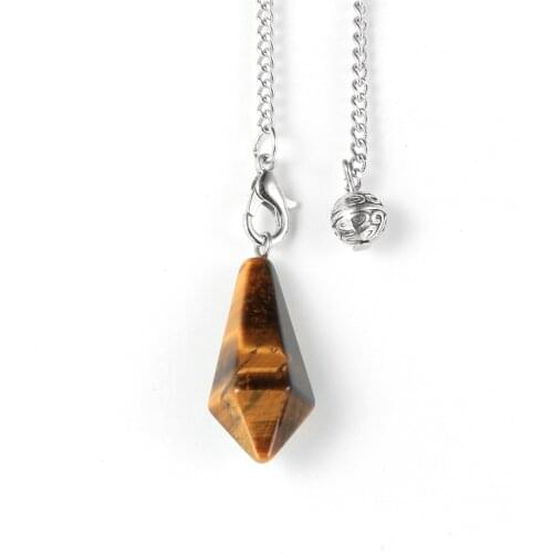 Reiki Hexagonal Cone Pendulum Natural Stone Amulet Healing Tiger Eye Turquoises Crystal Suspension Pendulums Men Women Jewelry