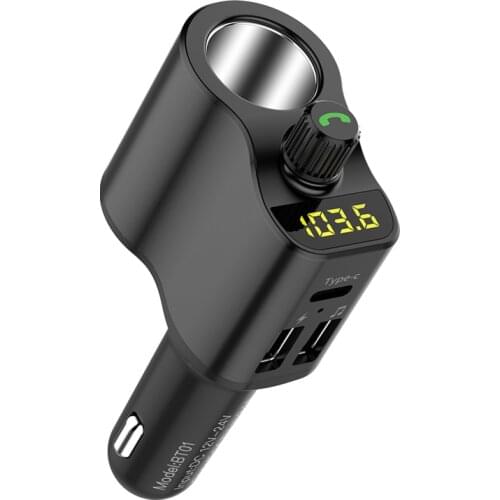 BT01 MP3 Player Bluetooth-compatible 5.0 Type-C + Dual USB Car Charger FM Transmitter Fast Charging Adapter Hands-Free TSLM