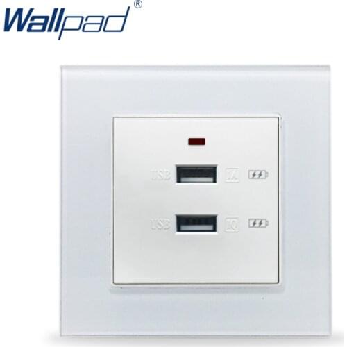 2.1A USB Socket Wallpad Crystal Glass 110V-250V USB Phone Charge Wall Outlet Panel 5V Output Dual Usb Wall Socket Quick Charger