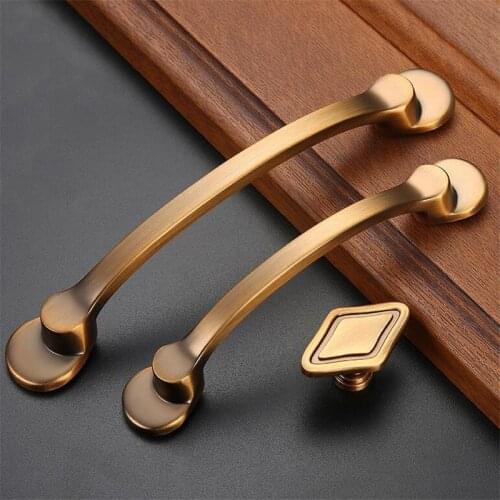 New Solid Zinc Alloy Cabinet Door Handle Antique Bronze Wardrobe Cupboard Hardware Handles Retro Bronze Single Hole Pulls