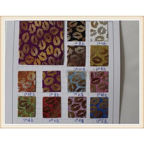 Factory wholesale leatherette fashion big mouth shape glitter decorative DIY synthetic leather fabric flash glitter material