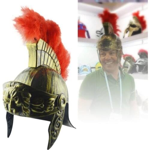 Plastic Samurai Helmet Spartan Hat Medieval Ancient Roman Vintage Helmet Feather Lion Cap