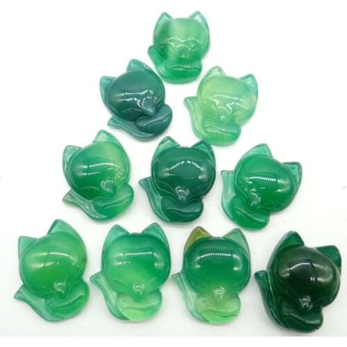 Natural stone Quartz crystal Turquoises Opal Chalcedony agates fox charm pendant for diy jewelry Making necklace Accessories6pcs