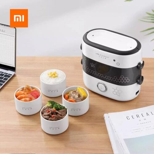 Xiaomi Portable Electric Lunch Box Steam Circulation Heating Separate 4 Bowls 1.5L Two Layers Meal Thermal Heating Lunch Box
