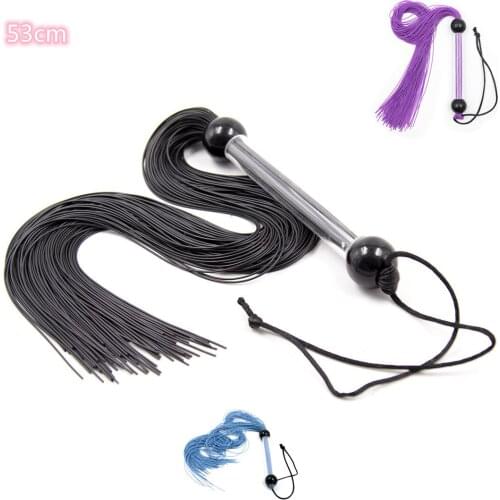 53cm Slave Bondage Strap Beat Whip Erotic Accessories with Silicone Tassel for Fetish to Body Slap Flirt Sex Tools for Men Women