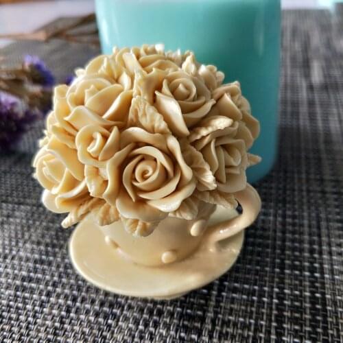 Rose Teacup Silicone Mold Soap Mould Flowers Handmade Soap Making Molds Candle Silicone Mold Resin Clay Mold HC0120 PRZY Flower
