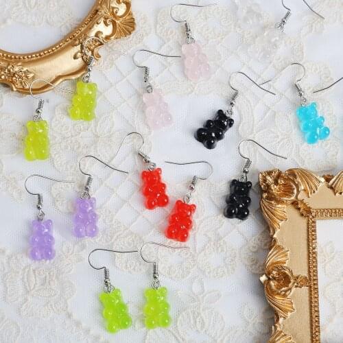 3Pair Cute Colorful Acrylic Transparent Bear Earrings For Cildren Girl Jewelry Accessories Birthday Party Gift Animal Earrings