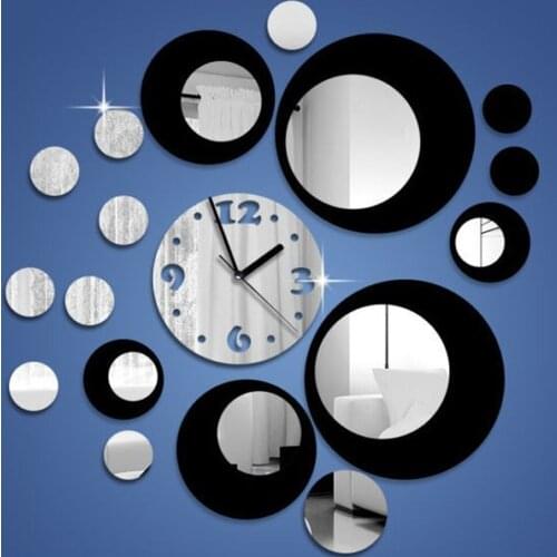 Modern Fashion Personality Large Wall Clock Living Room Wall Clocks DIY 3D Mirror Wall Stickers Home Decorative Electronic XX14