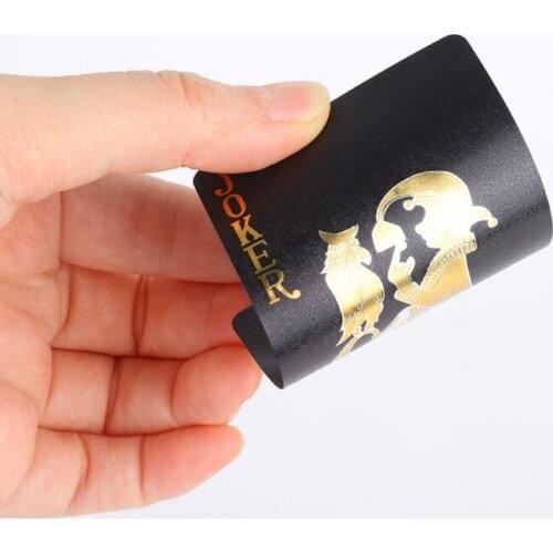 Standard Size Playing Cards 52+2 Poker Luxury Cool Black Foil Poker Waterproof Playing Cards Plastic Playing Cards