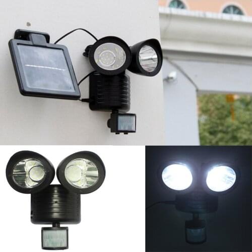 Highlight 22LED double head induction spotlight human body induction solar garage garden light