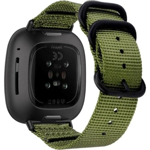 NOTA Woven Nylon Strap Band for Fitbit Versa 3 Sport Wristband with Stainless Steel Ring Adjustable for Fitbit Sense
