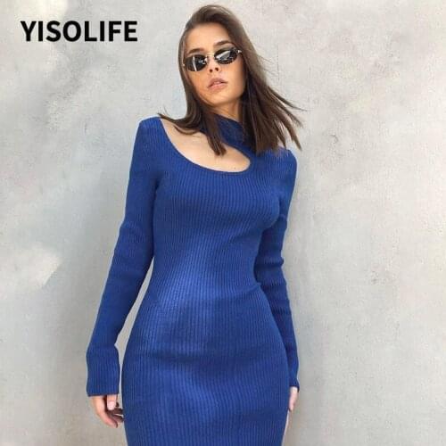 Модные трикотажные платья YISOLIFE China At AliExpress