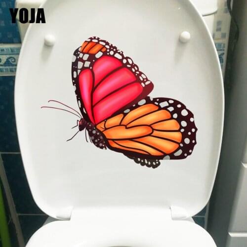 YOJA 23.7X17.4CM Beautiful Cartoon Home Kids Room Decor Cute Butterfly Wall Sticker WC Toilet Decal T1-2189