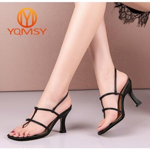 YQMSY Concise Women Sandals Fashion Thin Heels Narrow Band Party High Heeled Modern Sandals Summer Open Toes Ladies Shoes AS155