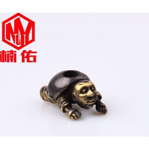 1PC EDC Paracord Beads Tortoise Creeping Man Retro Brass Copper Oxide Umbrella Rope Cord Lanyard Pendants Knife Beads