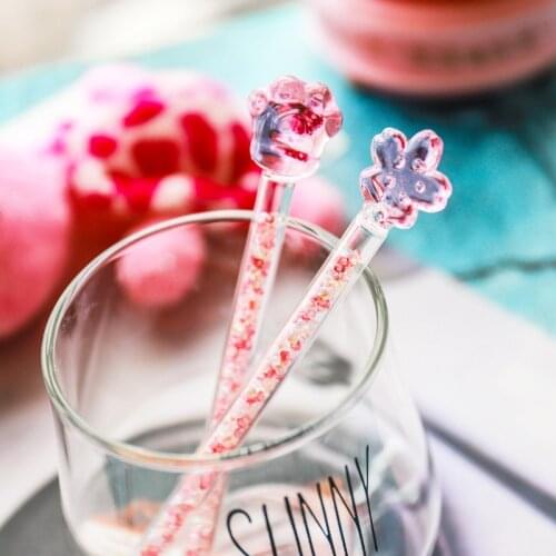 1PC Glass Stirring Rod Cherry Blossom Cat Claw Star Diamond Glass Stir Bar Coffee Cocktail Stick Drink Mixer Household Bar Tools