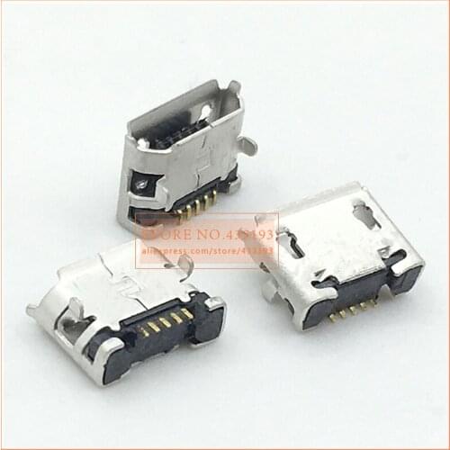 10pcs Micro USB Connector 5pin Pin pitch 6.4mm Female For Mobile Phone USB tail plug
