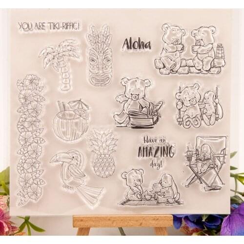 17x15 Bear Bunny Parrot Pineapple Transparent Clear Stamps Silicone Seals for DIY scrapbooking photo album Card Making
