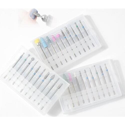 3 Boxes/Set Nail Art Grinding Drill Bits Electric Manicure Machine Diamond Bullet Bit Gel Polish Cuticle Removal Brush Mill Kits
